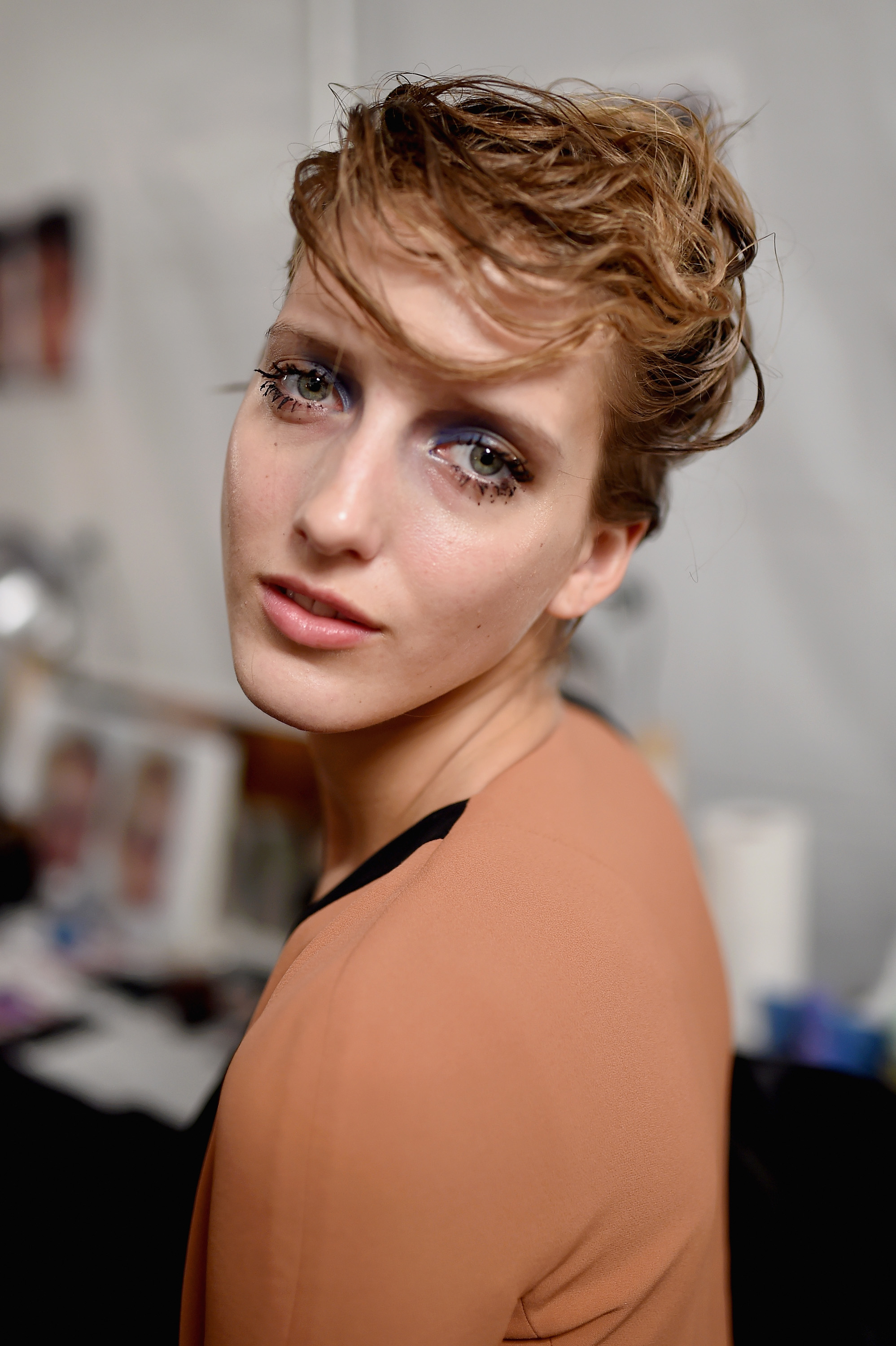 NEW YORK, NY - SEPTEMBER 17: A model prepares backstage at the Marc Jacobs Spring 2016 fashion show during New York Fashion Week at Ziegfeld Theater on September 17, 2015 in New York City. (Photo by Jamie McCarthy/Getty Images for Marc Jacobs)