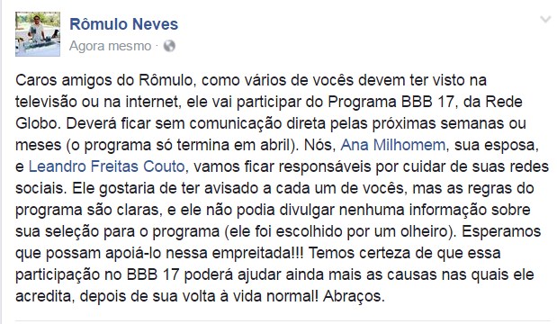 Reprodução/Facebook