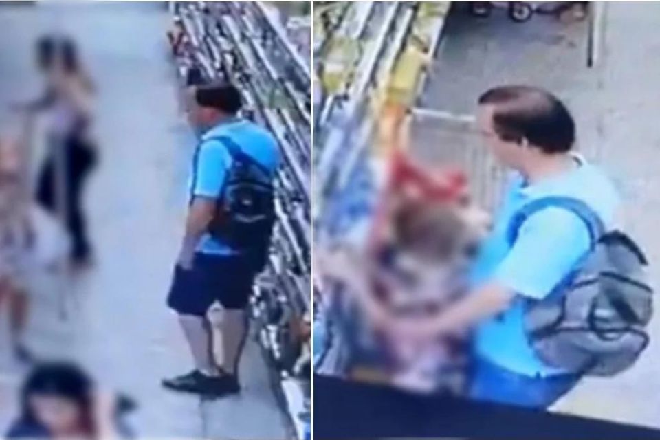 Vídeo homem é preso por assediar criança de 9 anos em supermercado