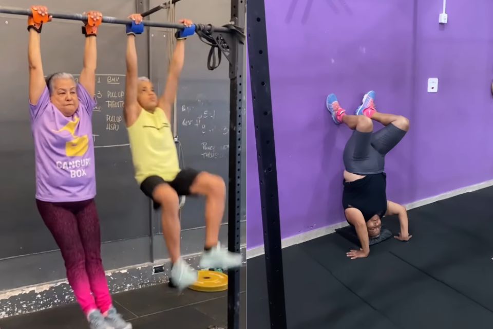 Vovó do crossfit compartilha rotina de treinos na internet Tá pago