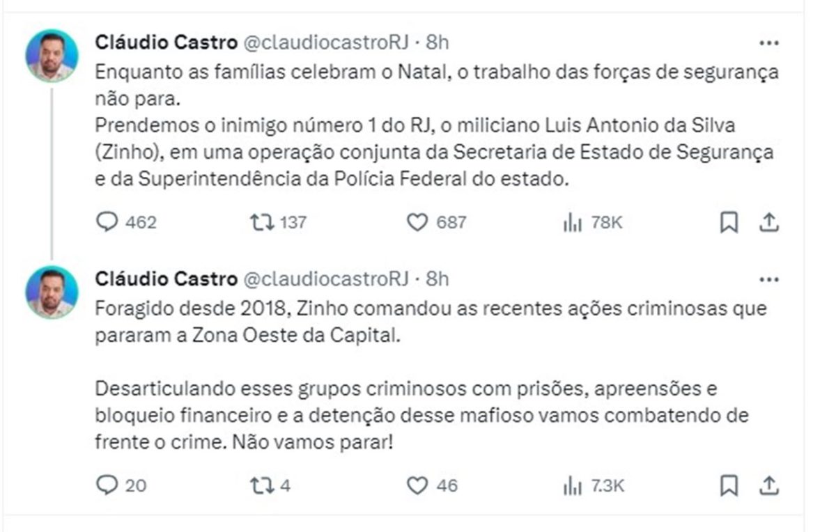 Cl Udio Castro Comemora Pris O De Zinho Inimigo N Mero Do Rj