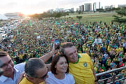 malafaia, Michelle e Jair Bolsonaro em manifestação em Brasília
