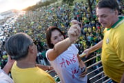 Michelle Bolsonaro durante ato pela anistia