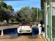 Carros de funcionários do espaço são sanitizados por equipes do zoo