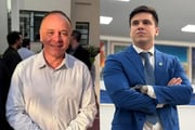 Prefeito Coronel Fábio Candido (PL), à esquerda, e vereador Alexandre Montenegro (PL), à direita, de São José do Rio Preto, no interior de SP.