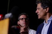 Ministro da Fazenda, Fernando Haddad, concede entrevista a jornalistas