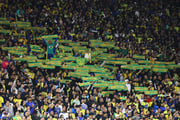 A torcida fez uma homenagem para Ancelotti pelo aniversário do treinador