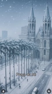 Neve em São Paulo - vídeo com IA mostra como ficaria a Praça da Sé