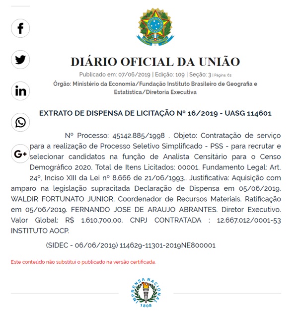 Diário Oficial da União/Reprodução