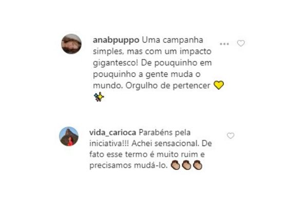 comentários no Instagram sobre a campanha da Hering pelo banimento do termo "tomara que caia"