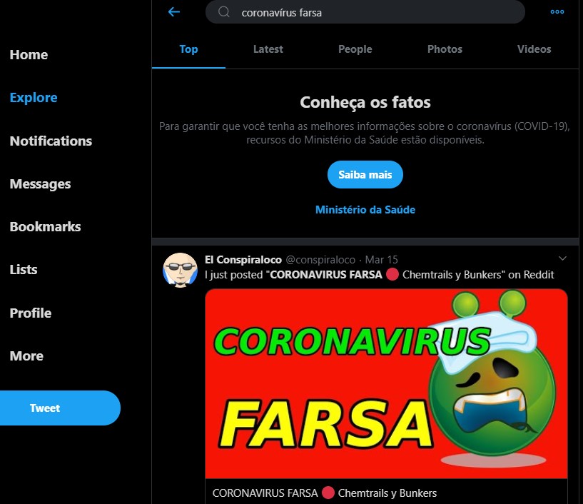 Tela do Twitter