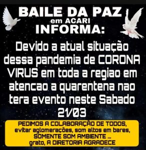 Facção pede cancelamento de bailes no RJ