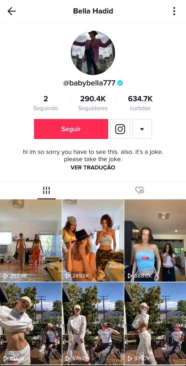 TikTok de Bella Hadid