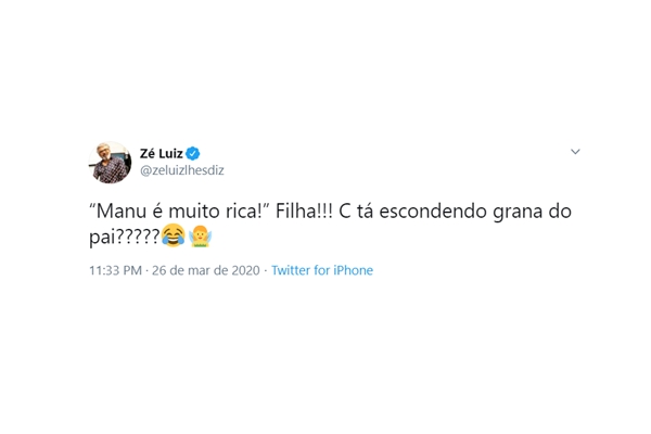 Tweet pai da Manu Gavassi