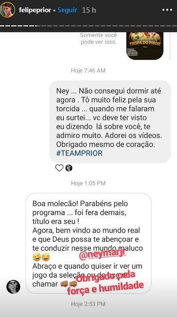 Conversa entre Prior e Neymar