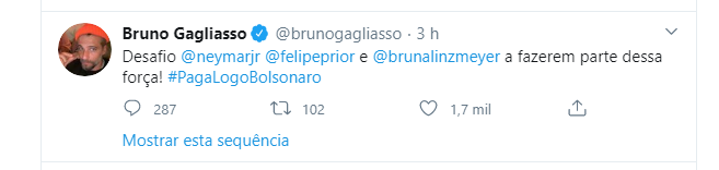 Tweet de Bruno Gagliasso