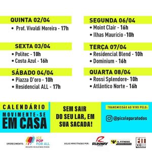 Calendário de atividades