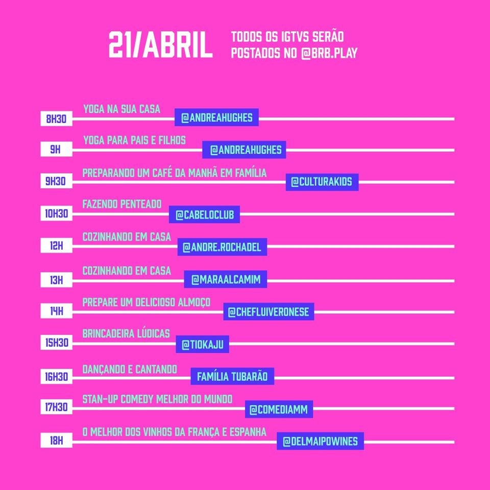 Programação do Festival do BRB para aniversário de Brasília 