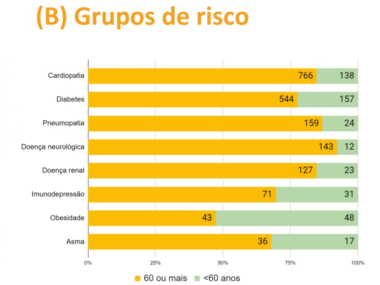 Gráfico com número de óbitos por grupo de risco