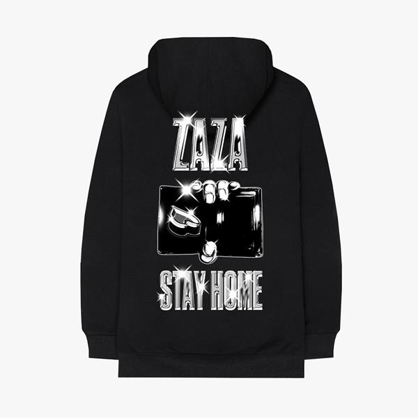 Moletom preto Zaza World Home com capuz, parte de trás