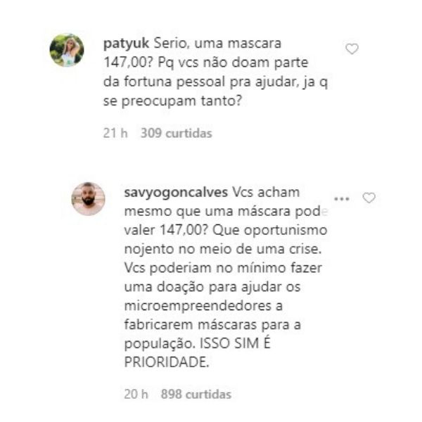 prints do Instagram com críticas à Osklen