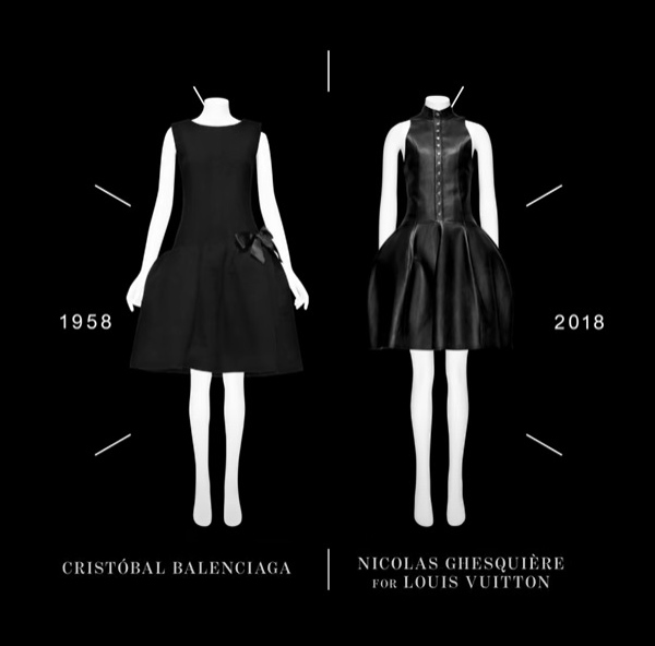 Dois vestidos pretos de épocas diferentes que estarão na exposição About Time do Costume Institute