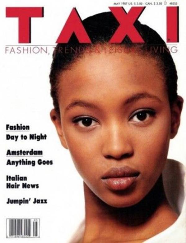 Naomi Campbell na capa da revista Taxi em 1987