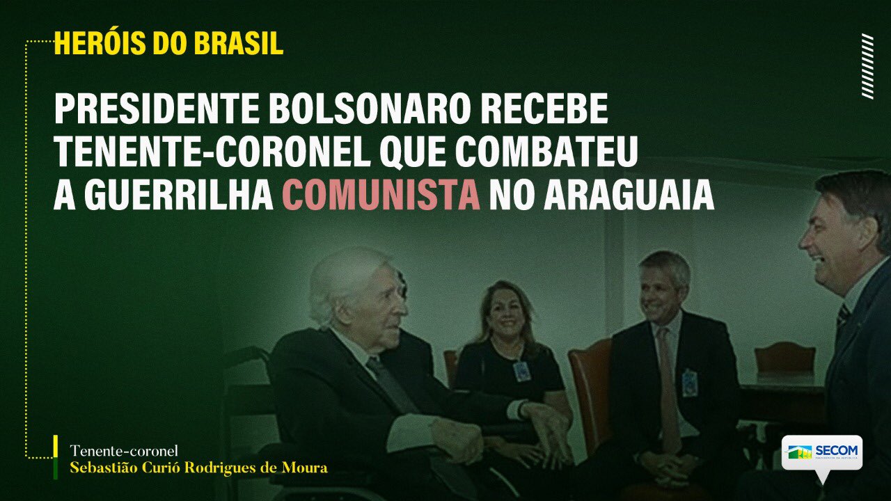 Postagem da Secom homenageando heróis da ditadura militar