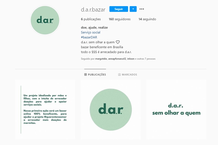 Instagram do Bazar D.A.R.