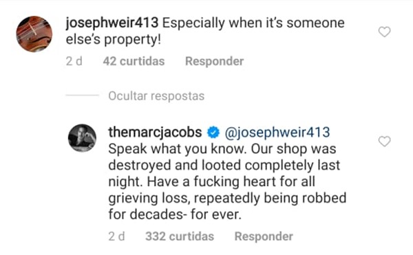 Comentários no post polêmico de Marc Jacobs