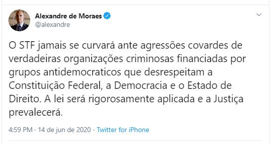 tuíte de alexandre de moraes