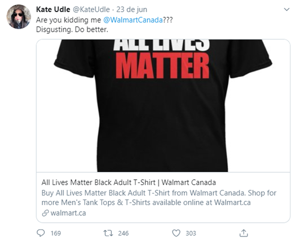 Internauta critica camisetas vendidas pela Walmart no Twitter