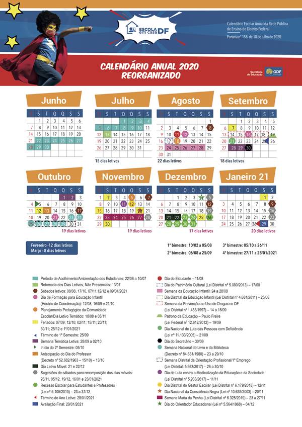 Calendário da rede pública de ensino do DF