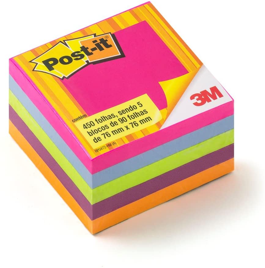 Bloco de notas adesivas Post-it com 450 folhas