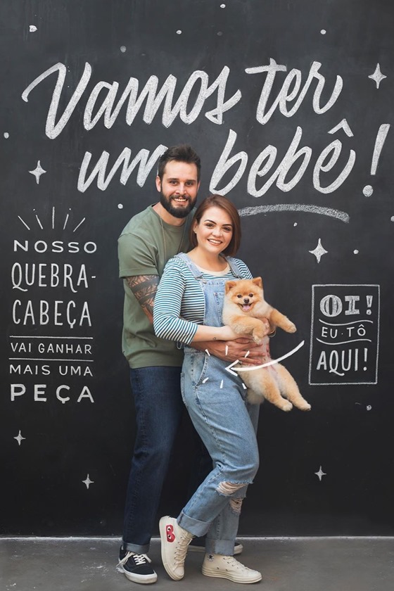 Arthur Pezzi e Karol Pinheiro com o dog Cookie