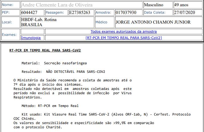 Teste de coronavírus André Clemente