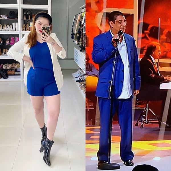 Julia Lourenço recria look do Zeca Pagodinho