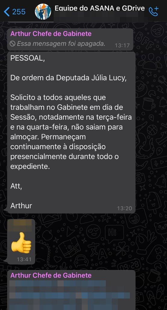 Julia Lucy proíbe almoço em dia de sessão na CLDF