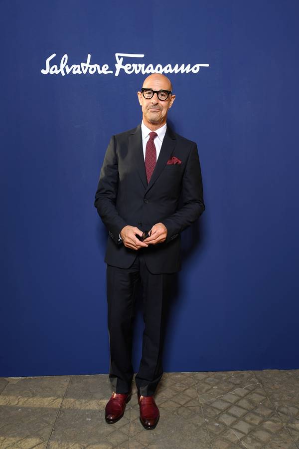 Stanley Tucci em desfile da Salvatore Ferragamo