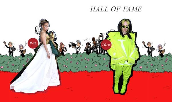 Jennifer Lopez e Billie Eilish no hall da fama da Valentino