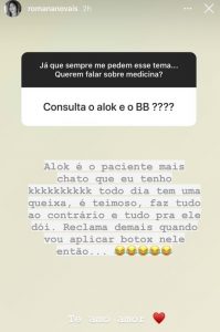 Romana fala sobre Alok "Paciente mais chato"