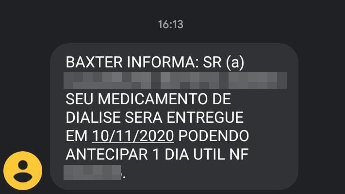 Mensagem da Baxter