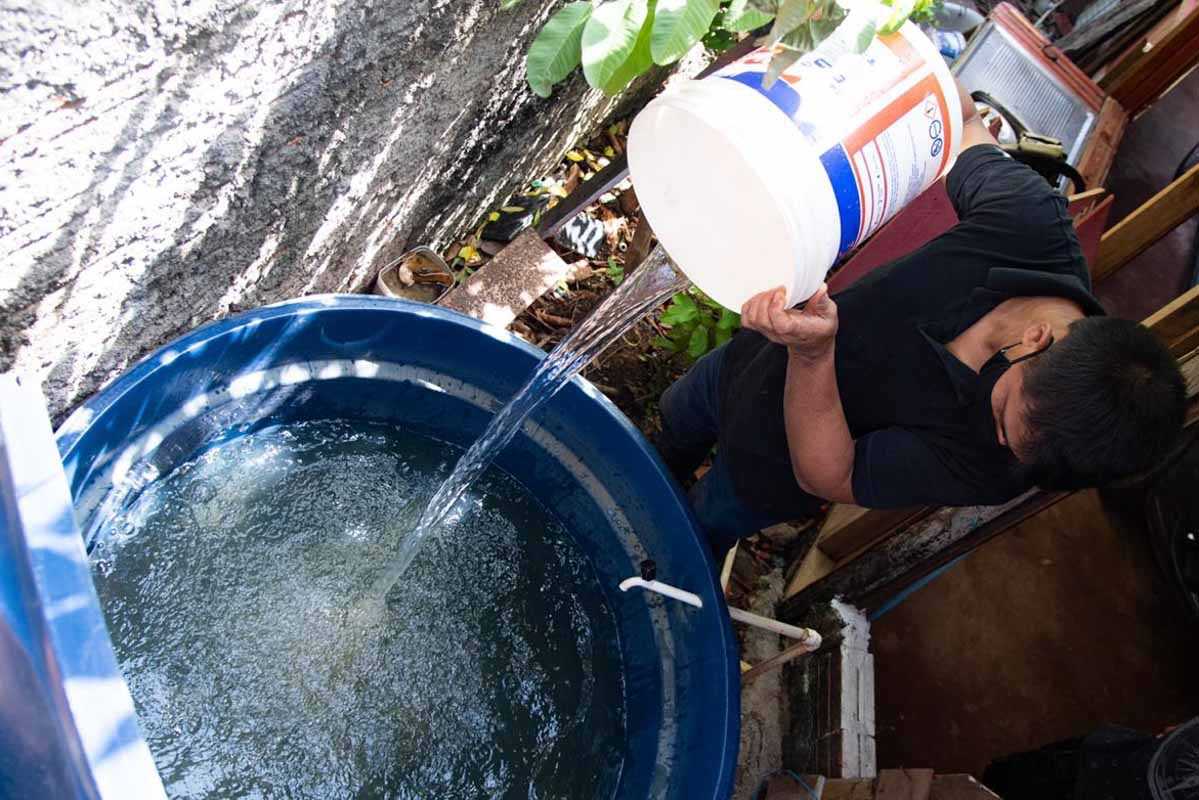 Moradores do bairro Perpétuo Socorro, Zona Central do Amapá, coletam água de tubulação às margens do esgoto.