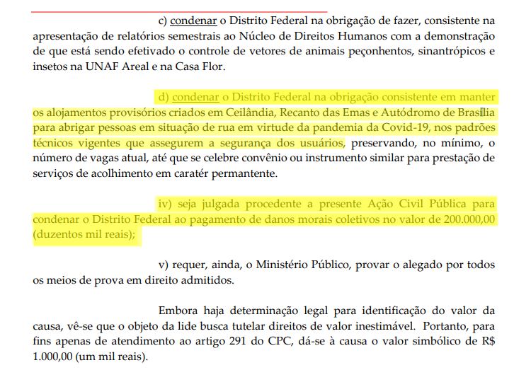 MPDFT sobre abrigos no DF