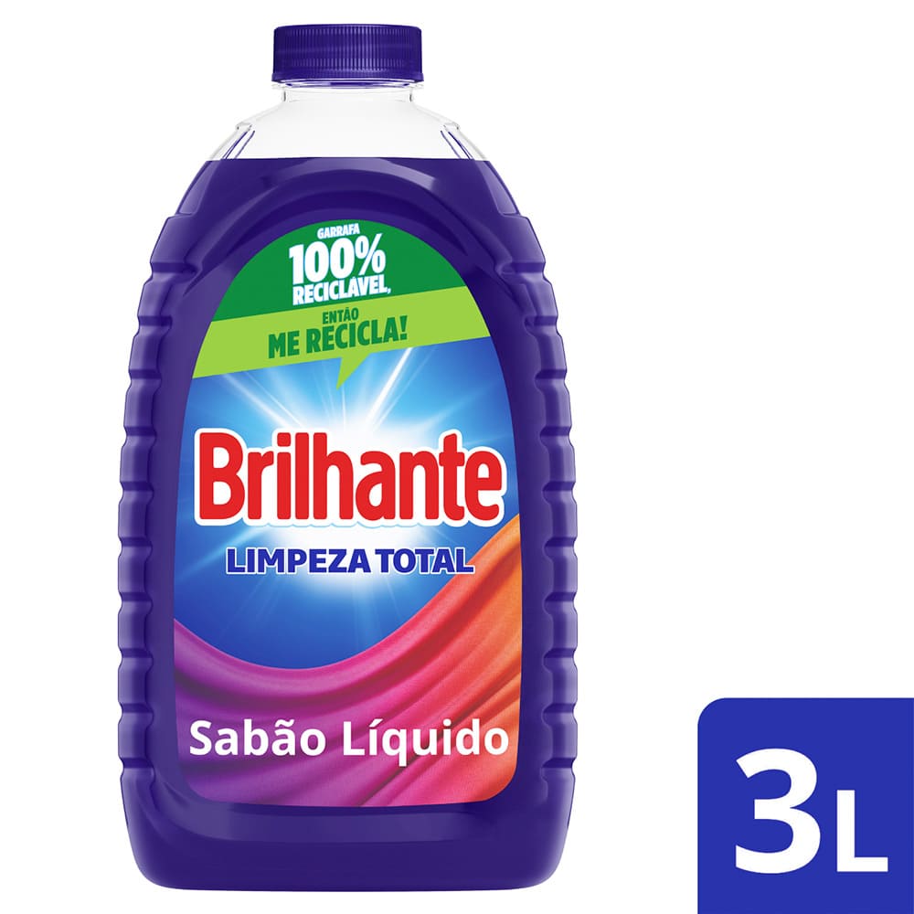 Detergente líquido, da Brilhante, com três litros