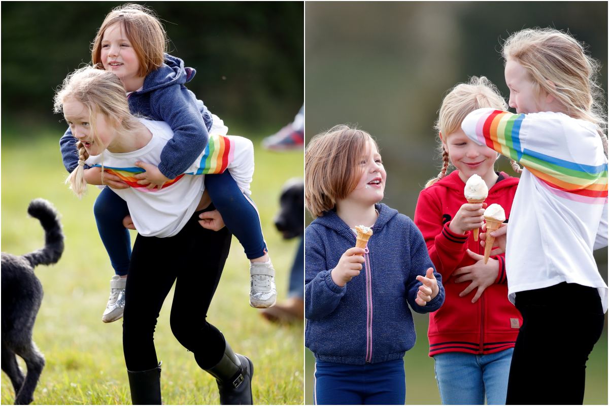 Mia Tindall com Savannah e Isla Phillips