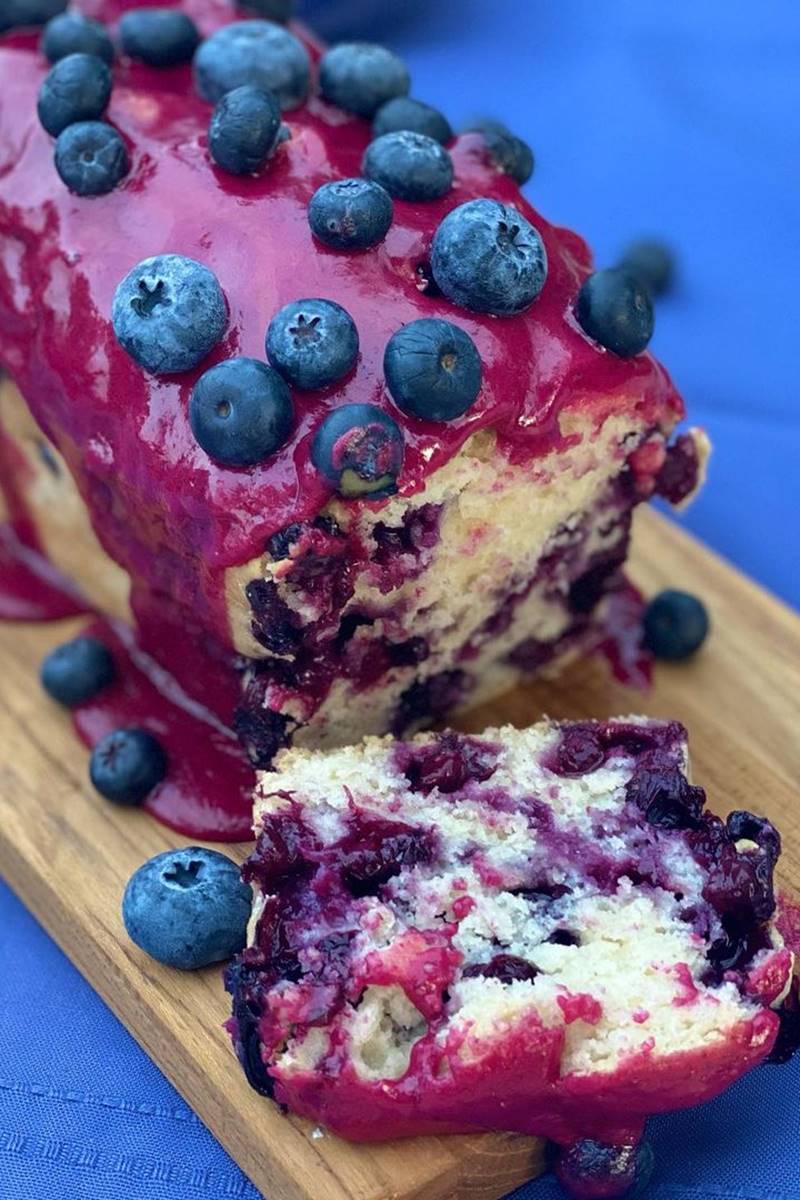 Bolo vegano de blueberries