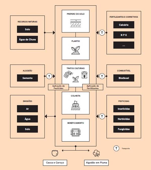 Mapa de processo da etapa de produção do algodão 