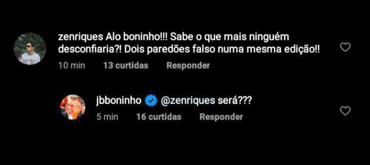 Boninho respondendo seguidor no Instagram