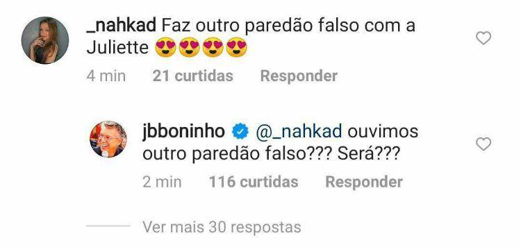 Boninho responde seguidora no Instagram